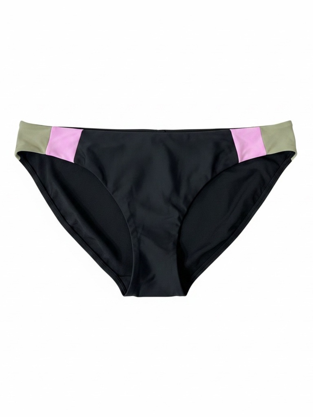 Prana Black Bikini Bottom with Pink and Olive Accents Large